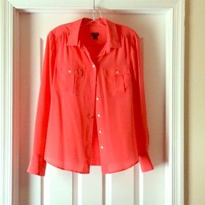 Silk coral button down blouse